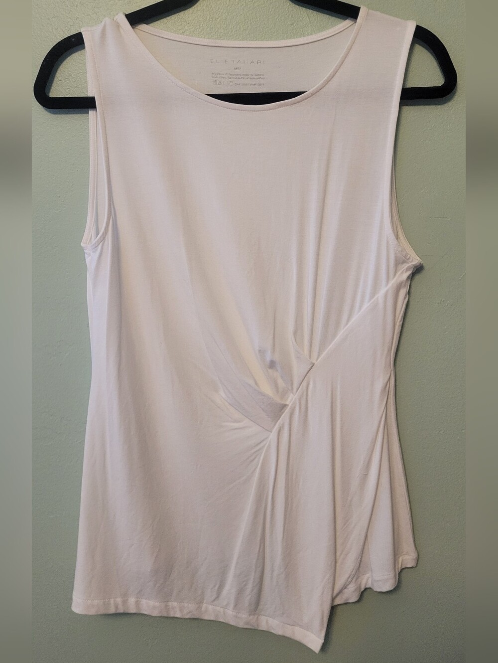 Elie Tahari White Sleeveless Twist-Detail Tank Top